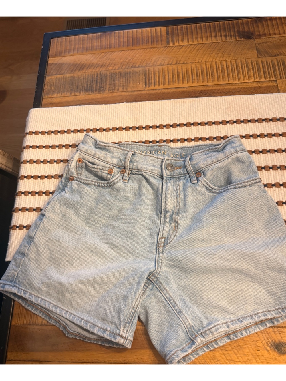 American Eagle Outfitters High-Rise Light Blue Denim Shorts- Strigid fit